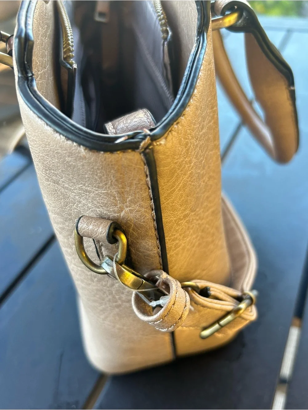 Classic Woven Accent Women's Satchel in Light Taupe